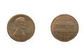 One Cent Coin year 1987,ÃÂ  front and back Royalty Free Stock Photo